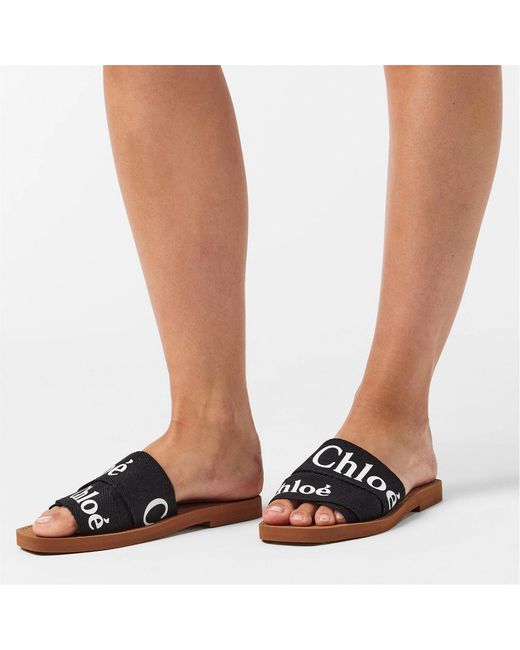 Chloé Brown Logo Slippers