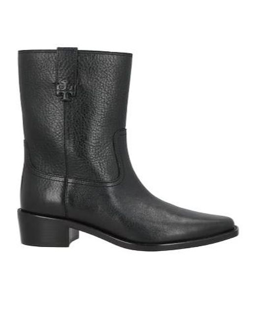 Tory Burch Black Logo Ankle Boots