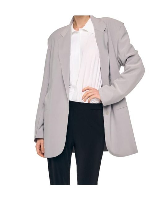 Norma Kamali Gray Single-Breasted Suit Jacket