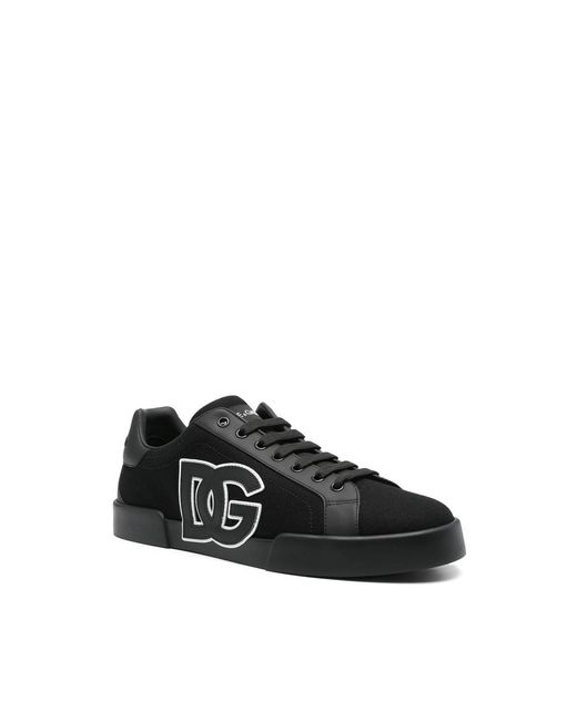 Dolce & Gabbana Black Lace-Up Low-Top Sneakers for men