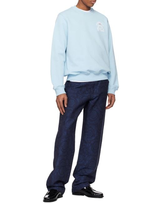 Casablanca Blue Logo Printed Crewneck Sweatshirt for men
