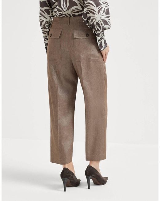 Brunello Cucinelli Natural Pleated Chino Trousers