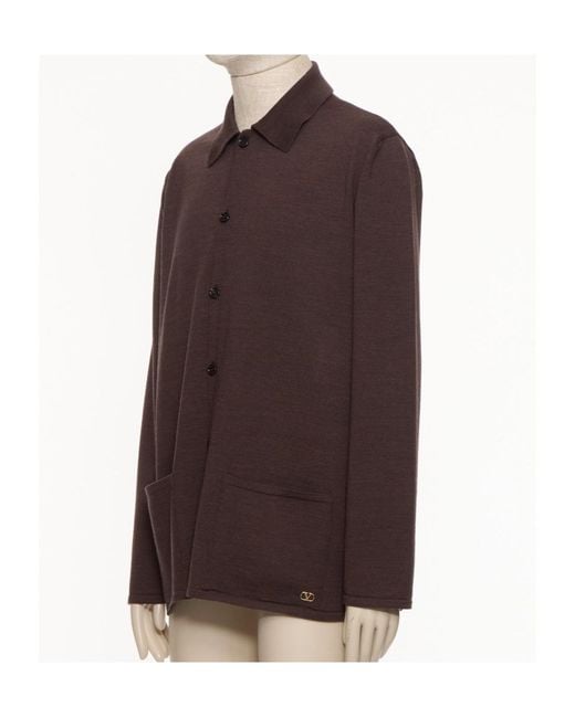 Valentino Brown Vlogo Signature Button-Up Cardigan for men
