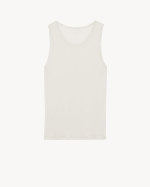 Saint Laurent White Cassandre Ribbed Tank Top