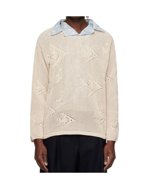 Bode White Patterned Knit Top for men