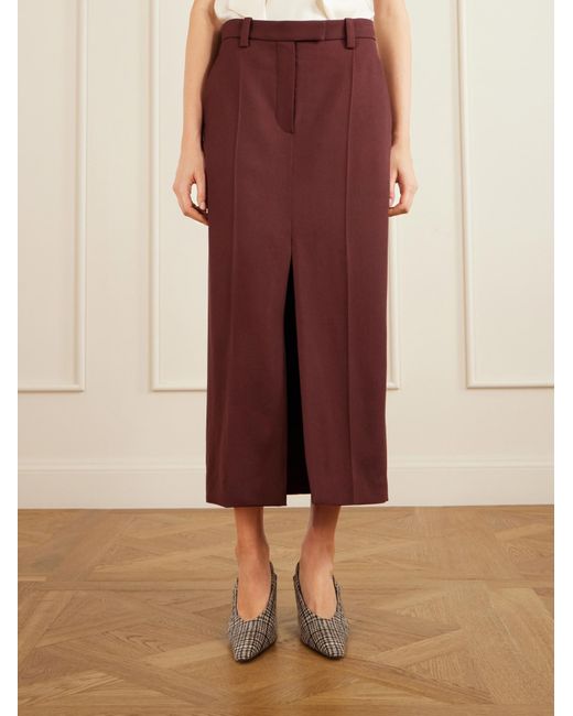 Brunello Cucinelli Purple Wool Midi Skirt
