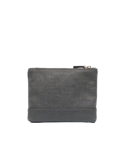 Thom Browne Gray Super 120's Twill Zip Pouch for men