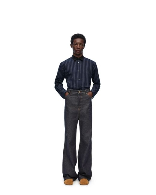 Loewe Blue Long Sleeved Striped Shirt for men