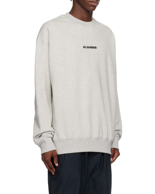 Jil Sander Gray Logo Printed Crewneck Sweatshirt for men