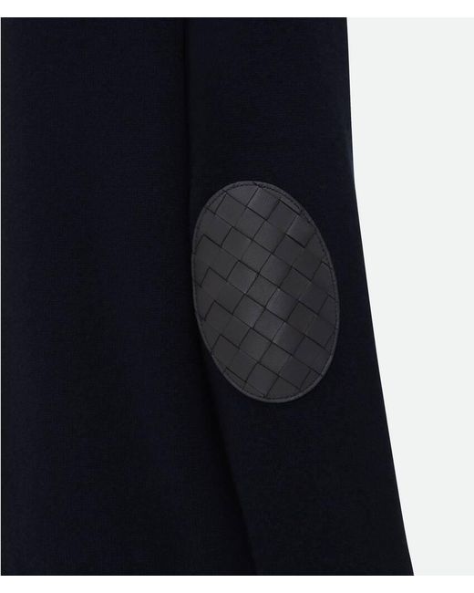Bottega Veneta Blue Intrecciato Leather Patch Embellished Cardigan for men
