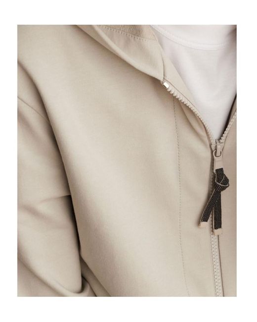 Brunello Cucinelli White Monili Bead-Embellished Zip-Up Hoodie