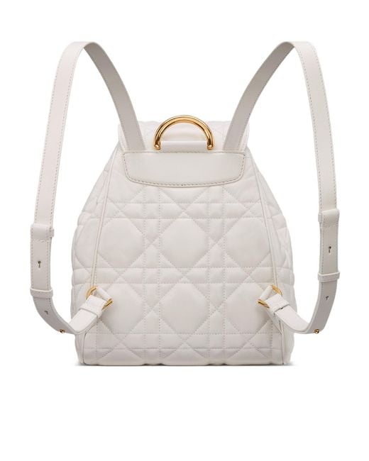 Dior White Medium Caro Backpack