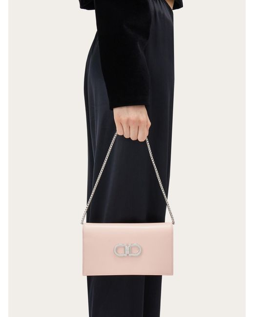Ferragamo Pink Double Gancini Mini Shoulder Bag