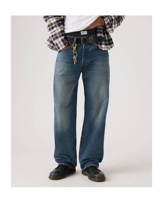 Levi's Blue 501 Logo Patch Loose-Fit Jeans for men