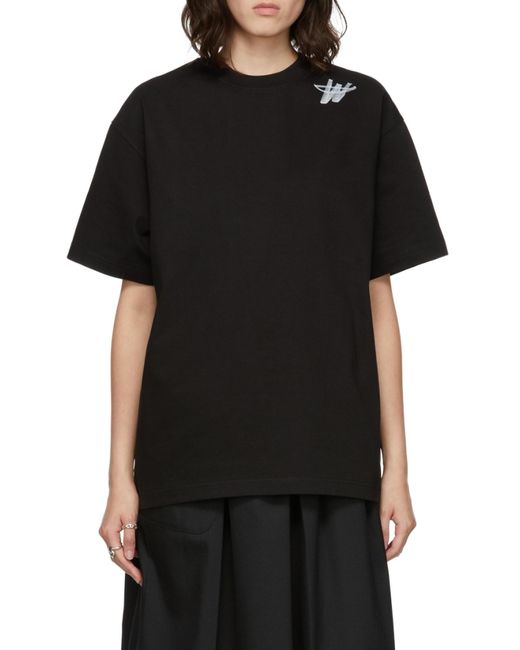 we11done Gray Oversized Logo Print T-Shirt for men