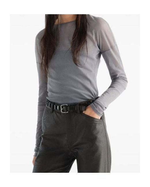 Lemaire Gray Sheer Long-Sleeve Top