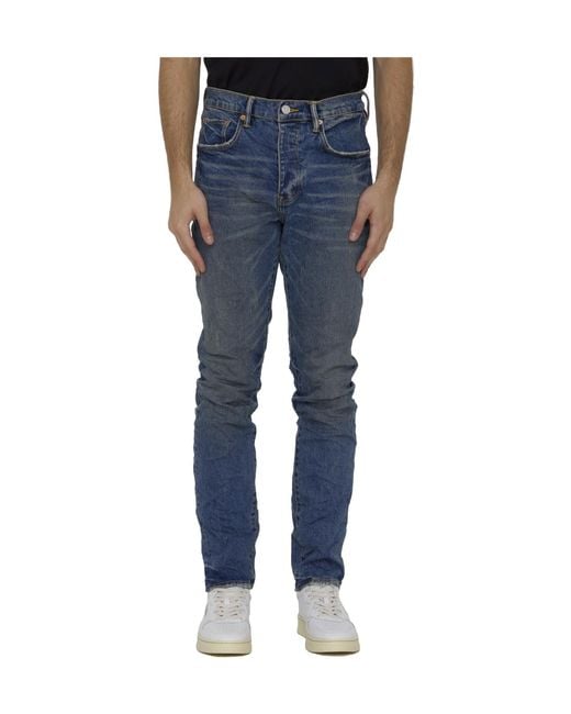 Purple Brand Blue Washed Skinny Jeans for men