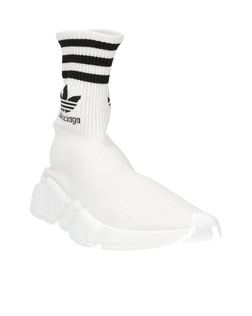 Balenciaga White Solid Color Sock Sneakers