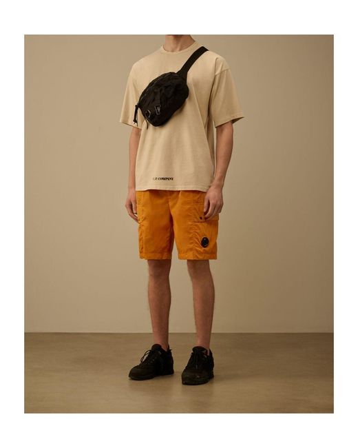C P Company Natural Oversized Logo Print T-Shirt for men