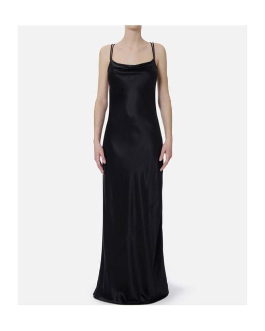 Elisabetta Franchi Black Carpet Satin Maxi Dress