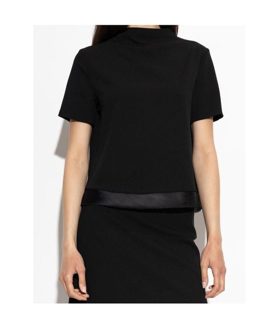 Jil Sander Black Contrast Trim Short-Sleeve Top