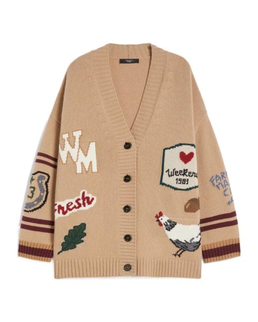 Weekend by Maxmara Natural Embroidered Stripe Cardigan