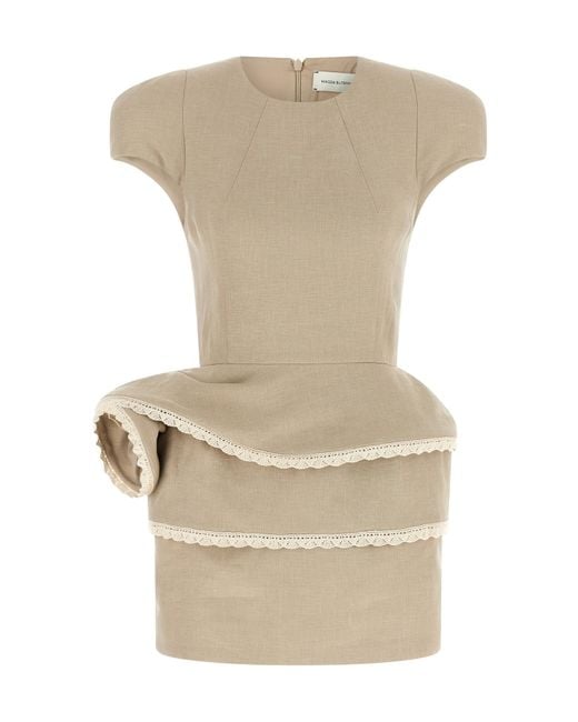 Magda Butrym Natural 52 Rosette Peplum Mini Dress