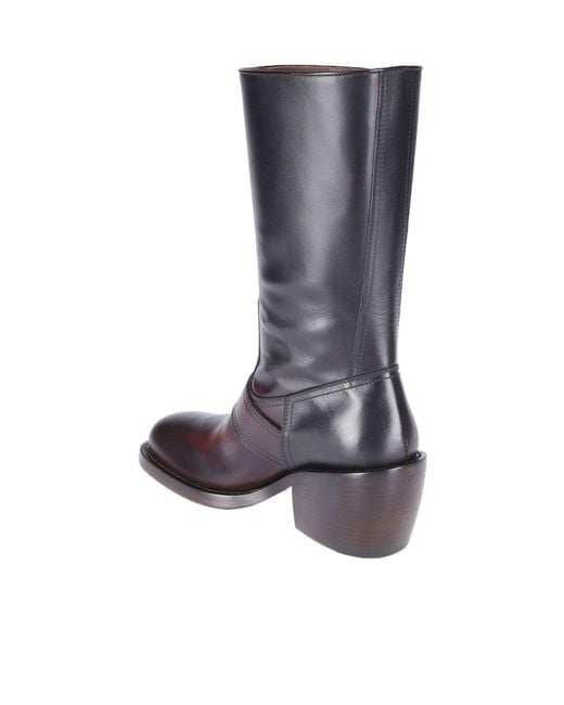 Dries Van Noten Brown Buckle Detailed Zipped Boots