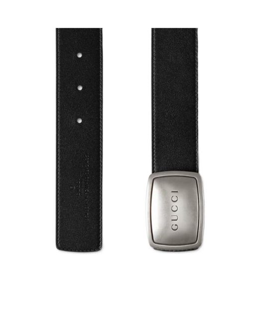 Gucci Black Logo Plaque Monogrammed Belt for men