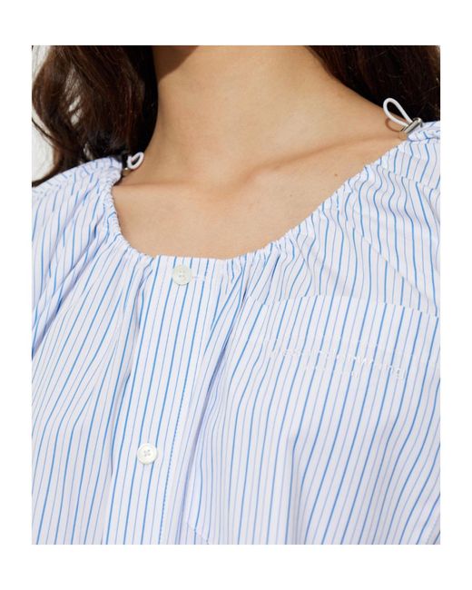 Alexander Wang Blue Off-Shoulder Cropped Shirt