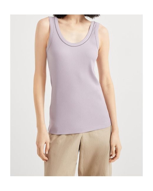 Brunello Cucinelli Purple Ribbed Tank Top
