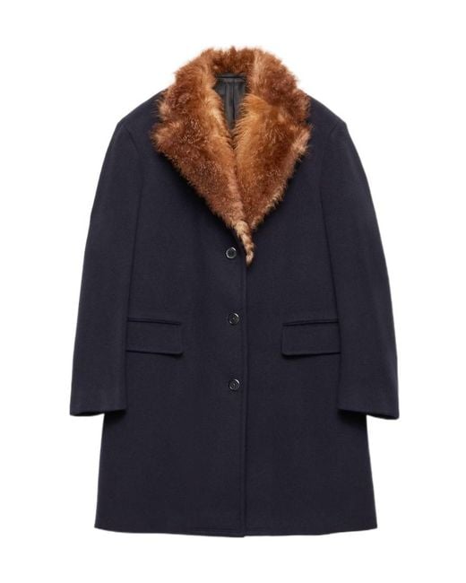 Prada Blue Single-Breasted Long Coat