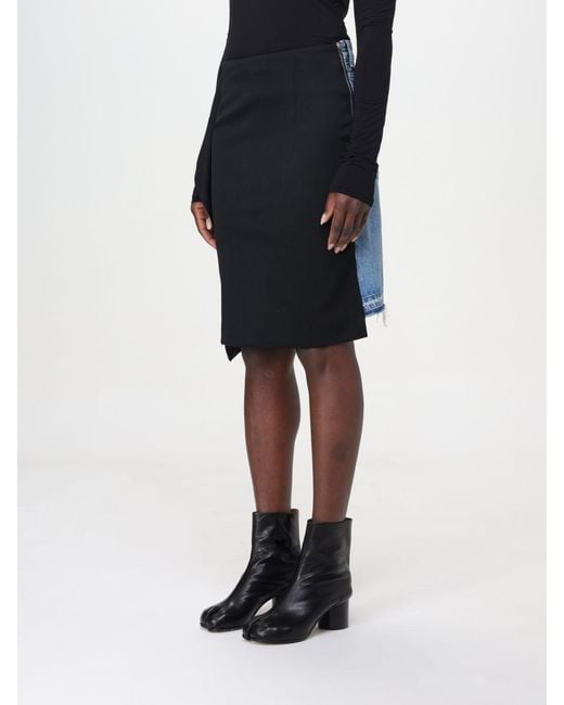 MM6 by Maison Margiela Black Panelled Denim Miniskirt