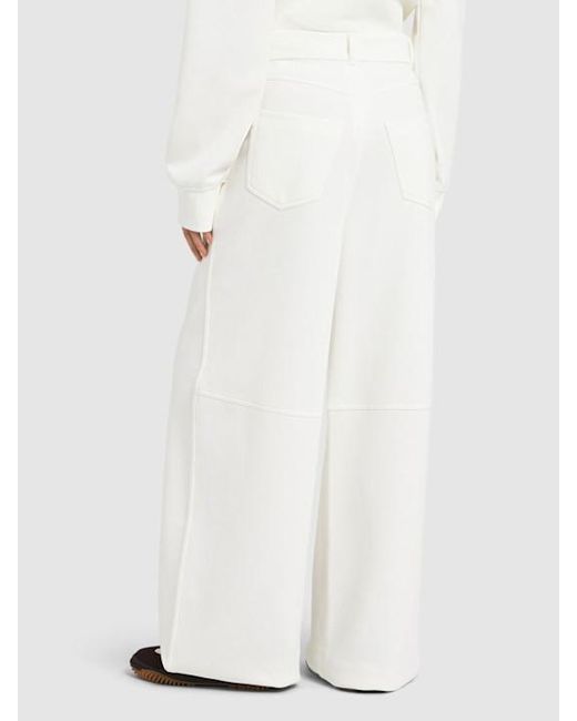 Max Mara White Merlot Jersey Wide Leg Pants