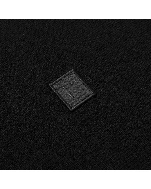 Acne Black Face Logo Patch Crewneck Jumper for men