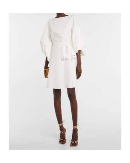 Roksanda White Bridal Puff-Shoulder Crêpe Minidress
