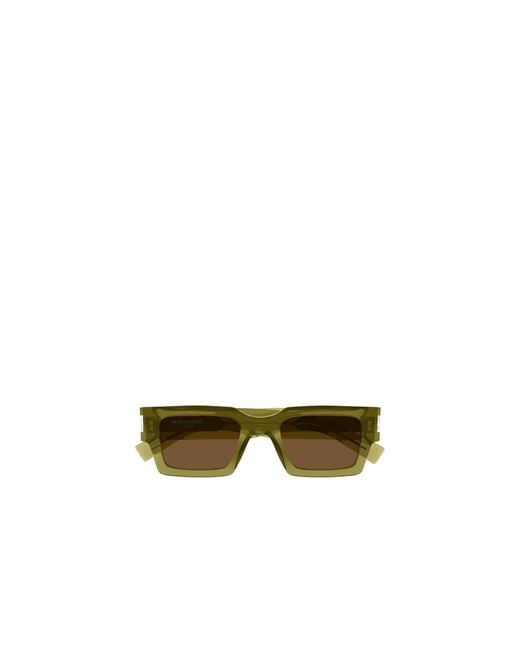 Saint Laurent Green Eyewear Rectangular Frame Sunglasses for men