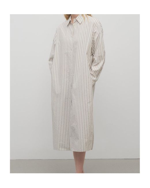The Row White Chihiro Striped Shirt Dress
