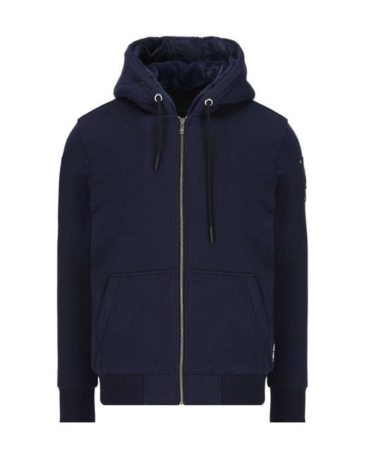 Moose Knuckles Blue Logo-Plaque Zip-Up Hoodie for men