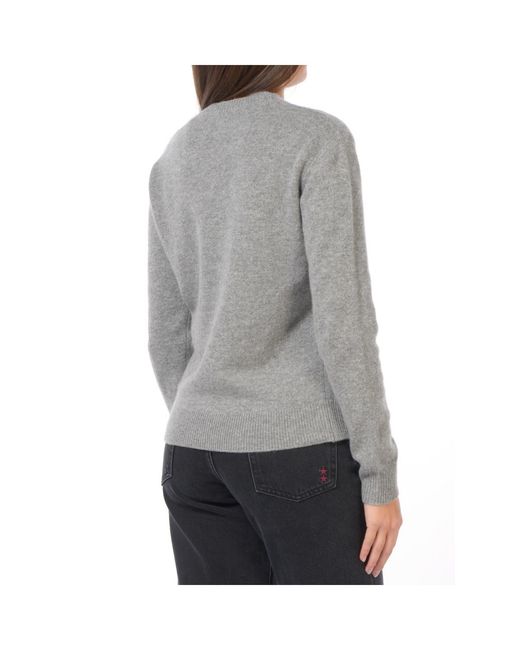 Mc2 Saint Barth Gray Long-Sleeved Knitted Sweater