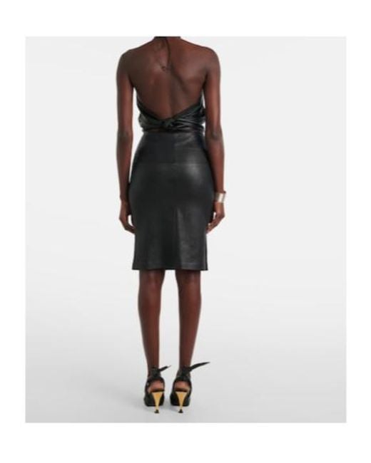 Stouls Black Gin Leather Midi Skirt