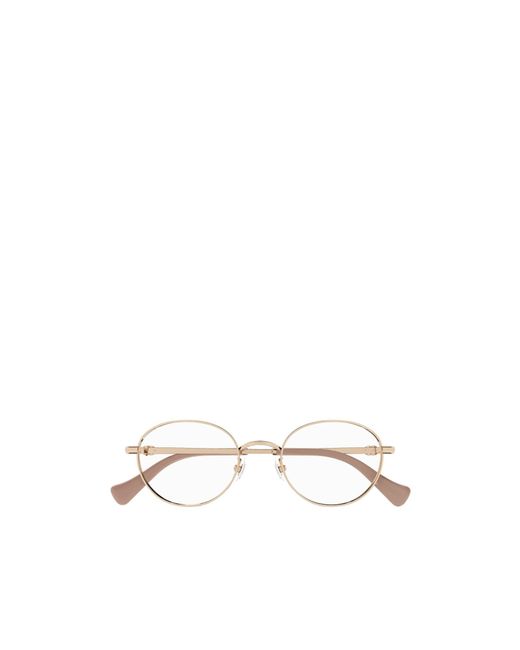 Gucci White Eyewear Round Metal Glasses And Frames