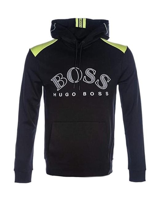 Boss Blue Logo Hooded Sweater for men