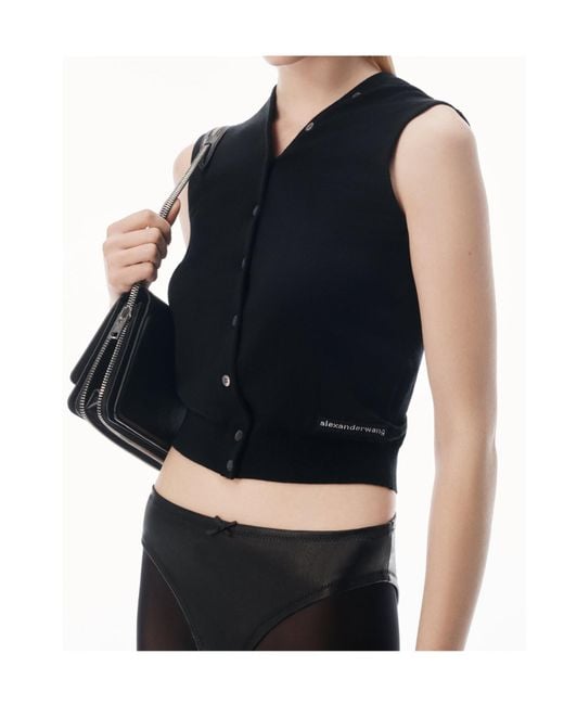 Alexander Wang Blue Continuous Placket Tank Top Cardigan