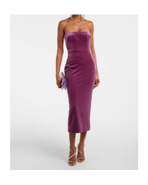 Alex Perry Purple Strapless Velvet Midi Dress