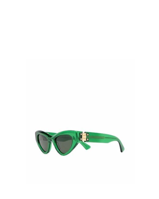 Bottega Veneta Green Eyewear Cat-Eye Frame Sunglasses