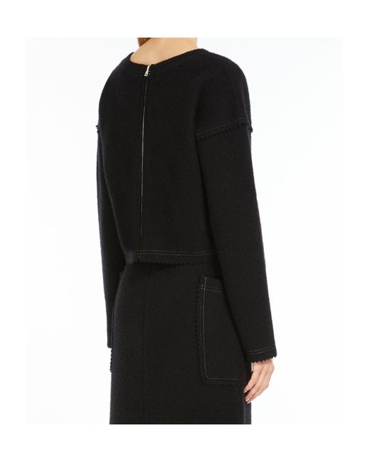 Max Mara Black Zip Detailed Crewneck Jumper