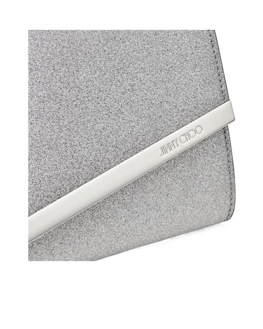 Jimmy Choo Gray Fine Glitter Leather Clutch Bag