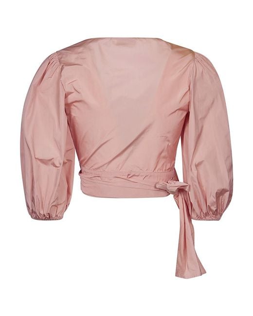 RED Valentino Pink V-Neck Bow-Tie Blouse
