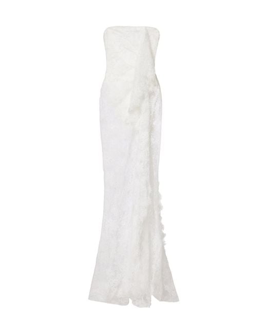 Christopher Esber White Floating Draped Lace Gown
